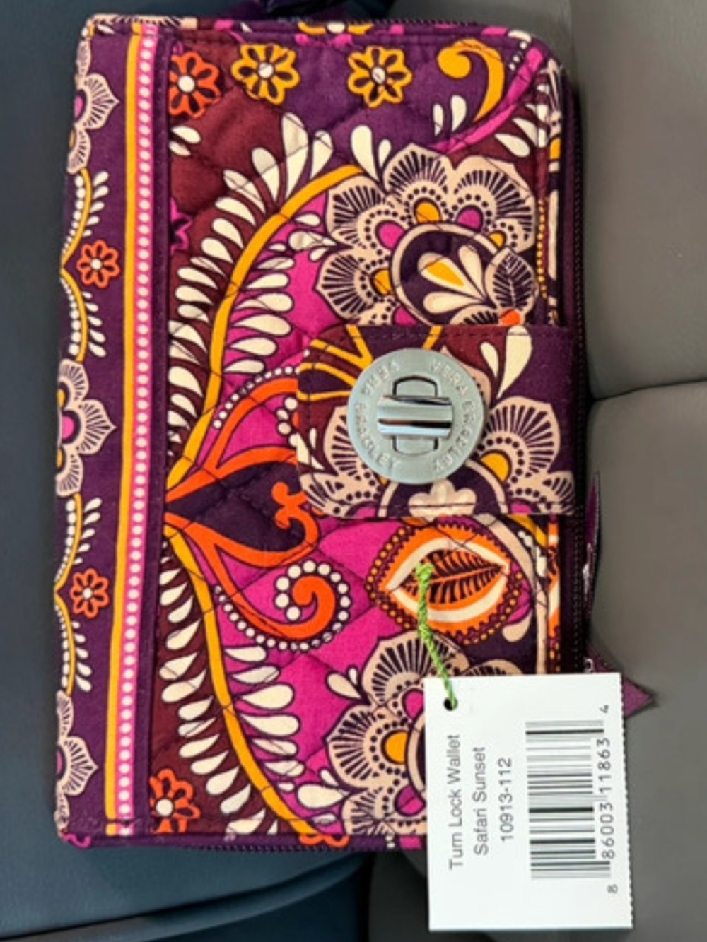 “Brand New”. Vera Bradley’s Turn Lock Wallet (Sunset Safari). Purple (8” X 5”)